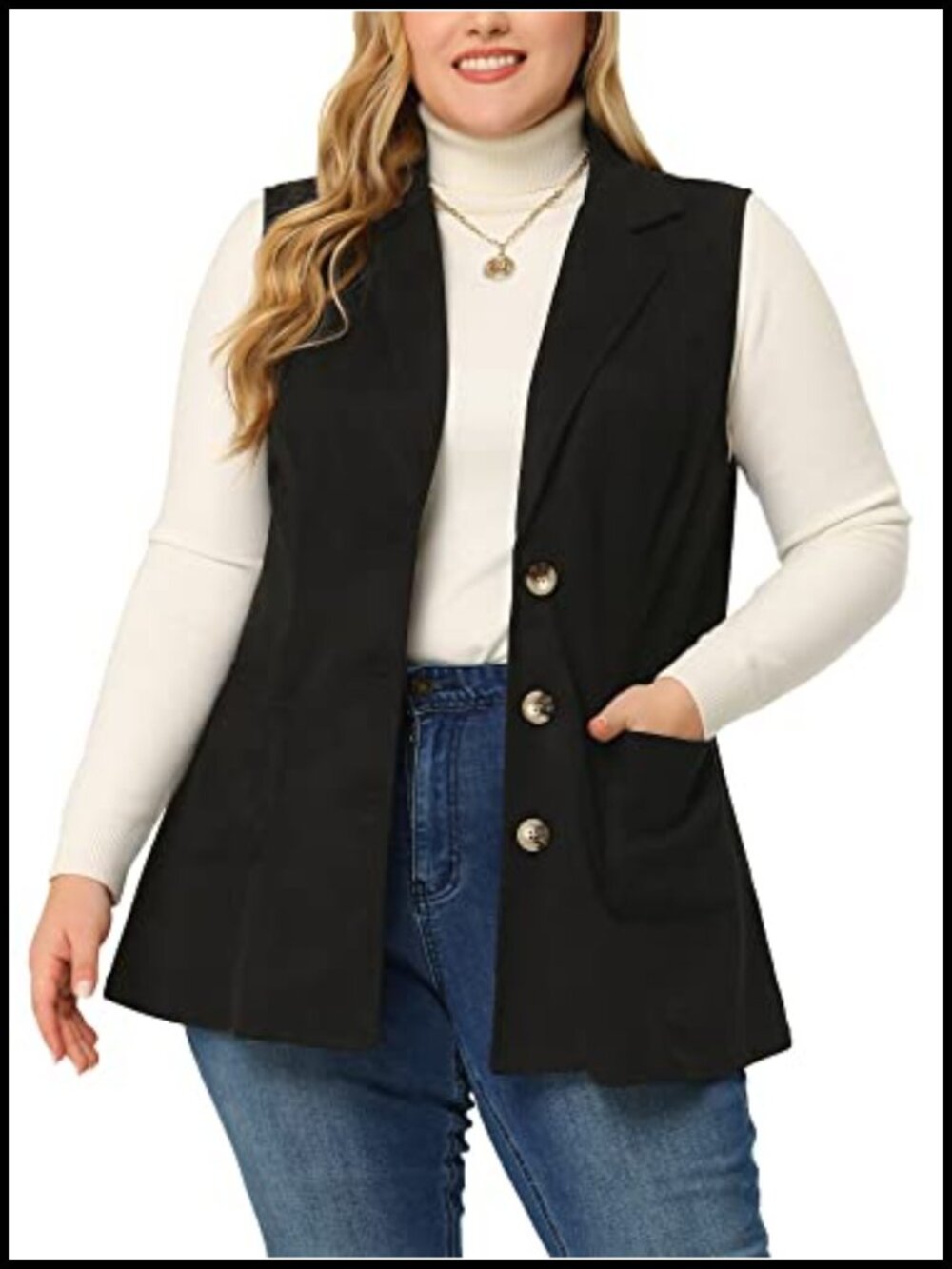 Plus Size Utility Vest Faux Suede Sleeveless Button Front Casual Outerwear
